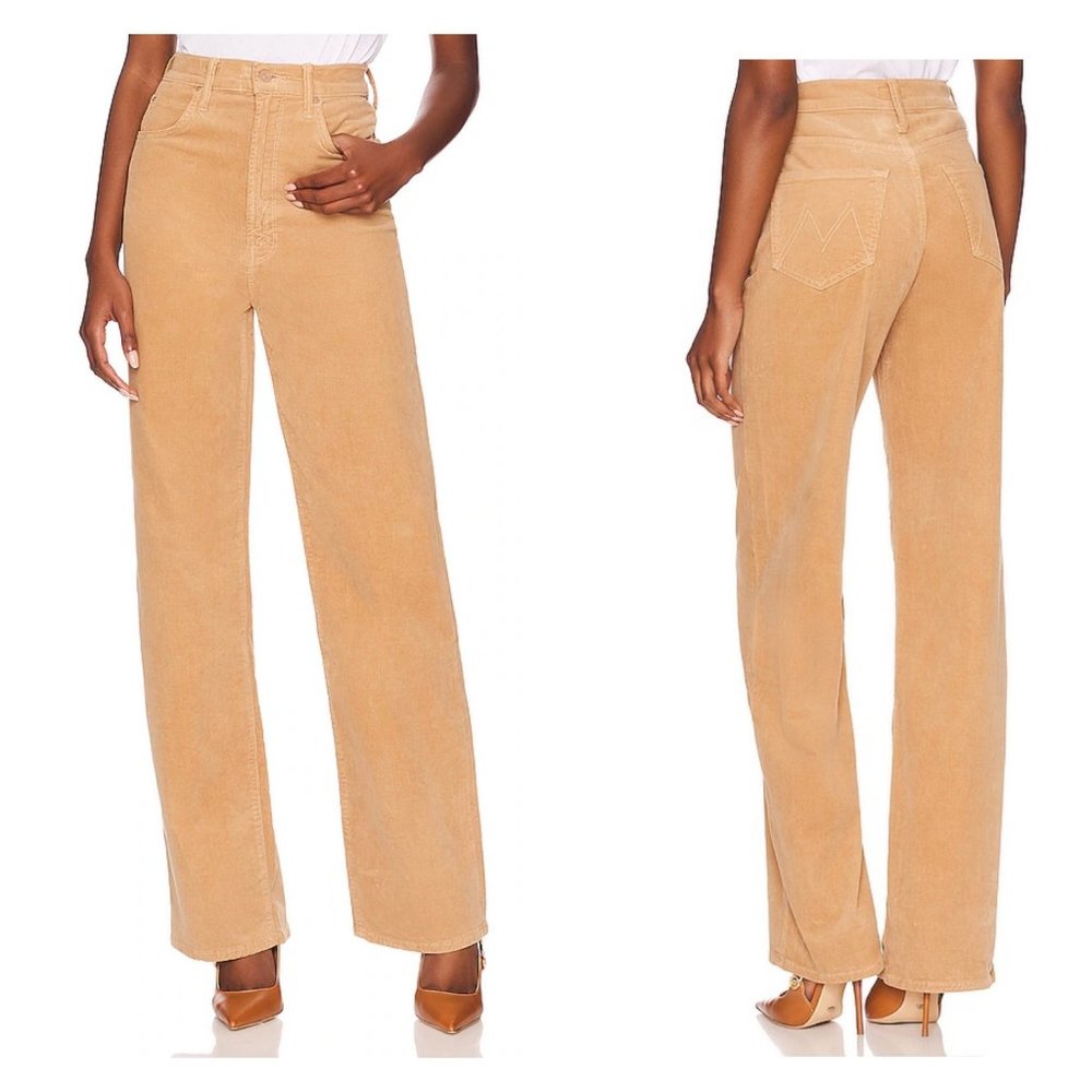 MOTHER High Waisted Tunnel Vision Sneak Cafe Spice Size 27 Tan Corduroy W42
